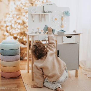 XXL Grand atelier en bois avec outils - set de bricolage, 74 éléments