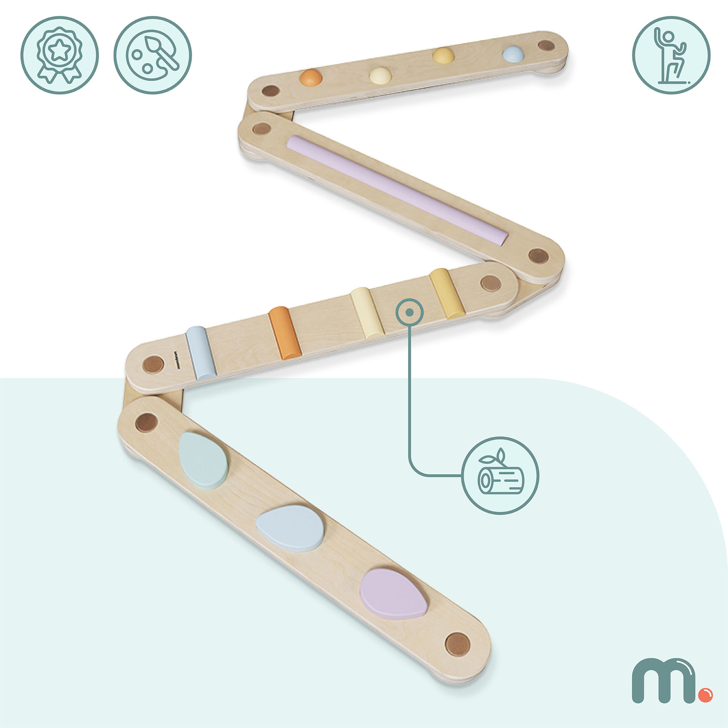 Grand parcours sensoriel en bois - piste d'équilibre - 9 éléments