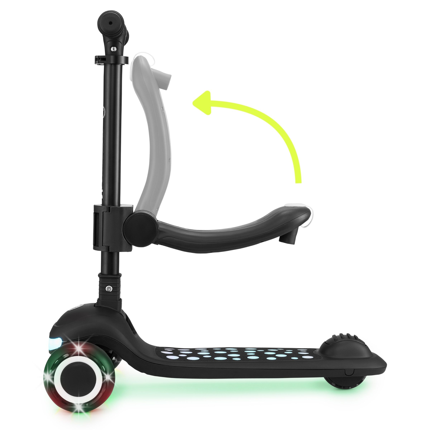 HyperMotion LUMI scooter d'équilibre 3-en-1 - plateforme éclairée et roues LED, couleur noire