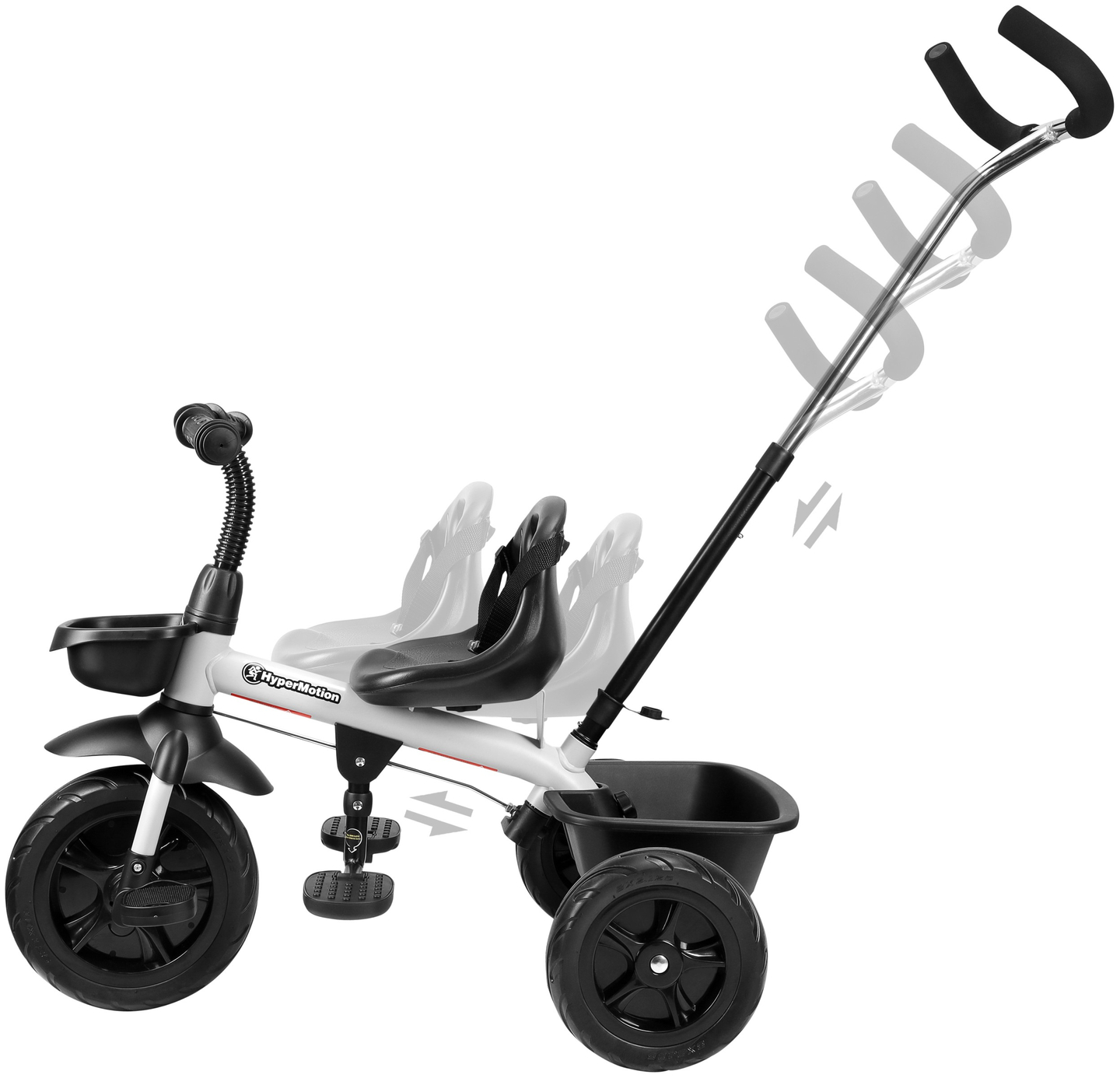 HyperMotion TOBI VECTOR tricycle - roues éternellement gonflables + barre de poussée. Couleur : gris clair.