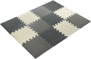 Puzzle en mousse 12pcs. - tapis de mousse éducatif 120 x 90 x 1.2cm avec bordure - gris