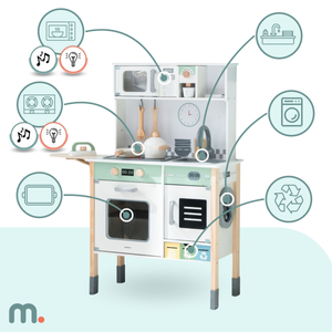 Cuisine interactive avec lave-linge, lave-vaisselle et tableau noir