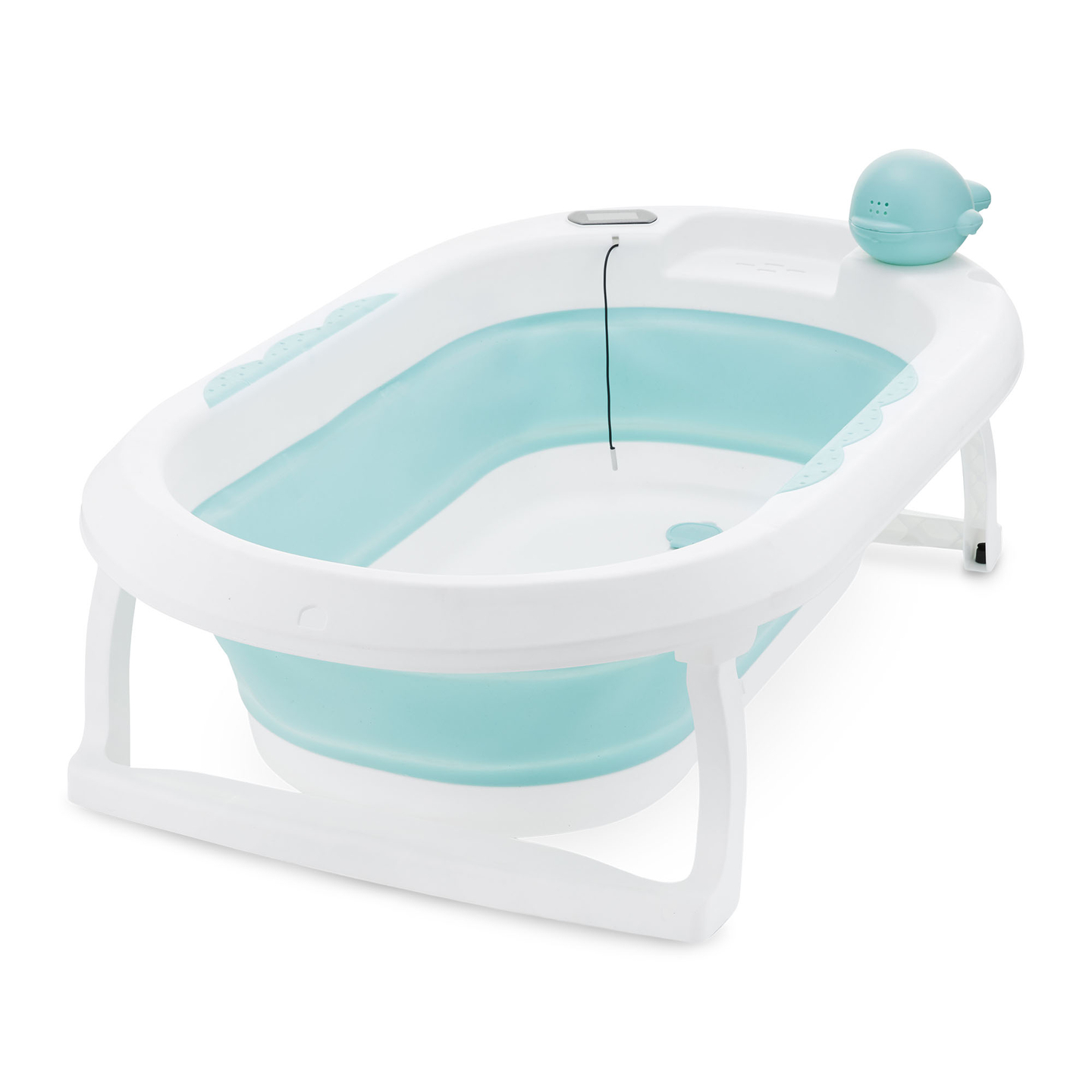 Baignoire pliante pour bébé avec thermomètre, insert et support - couleur menthe