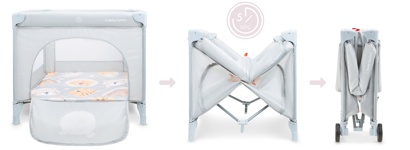 Parc pliant, lit de voyage pour bébé avec matelas et sac de transport - Teddy Bear