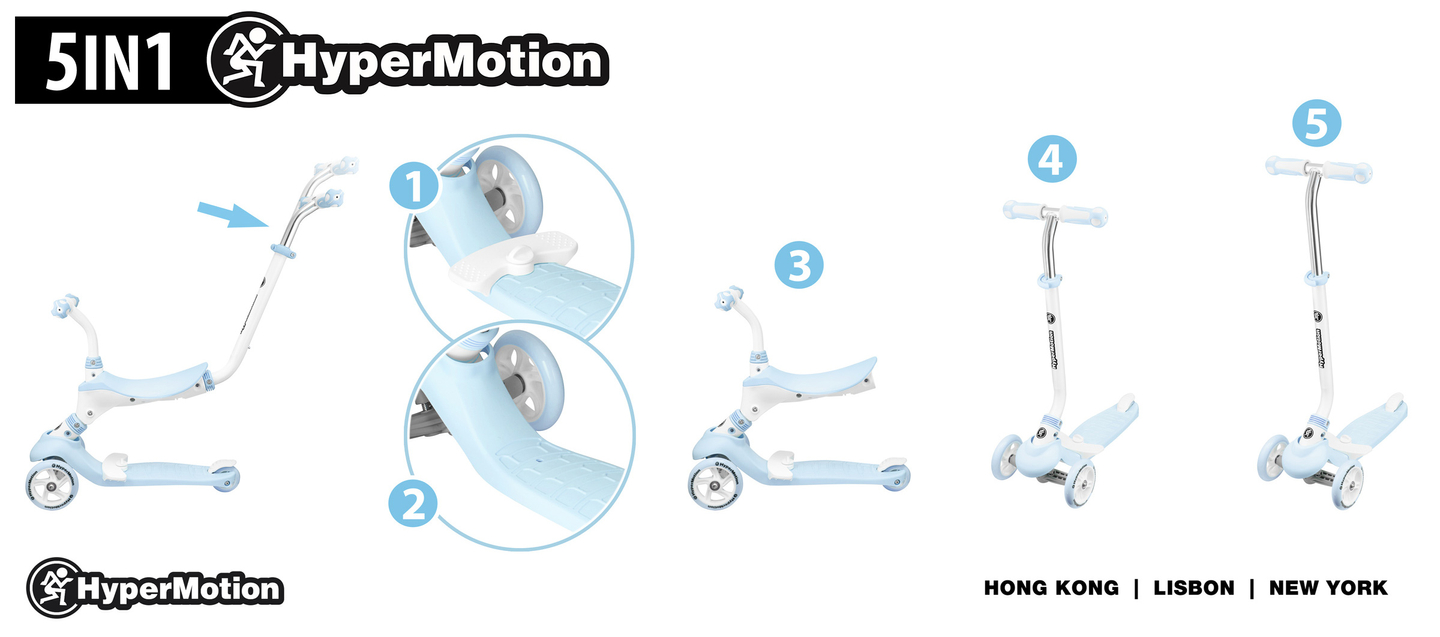 Scooter d'équilibre 5in1 HyperMotion - bleu
