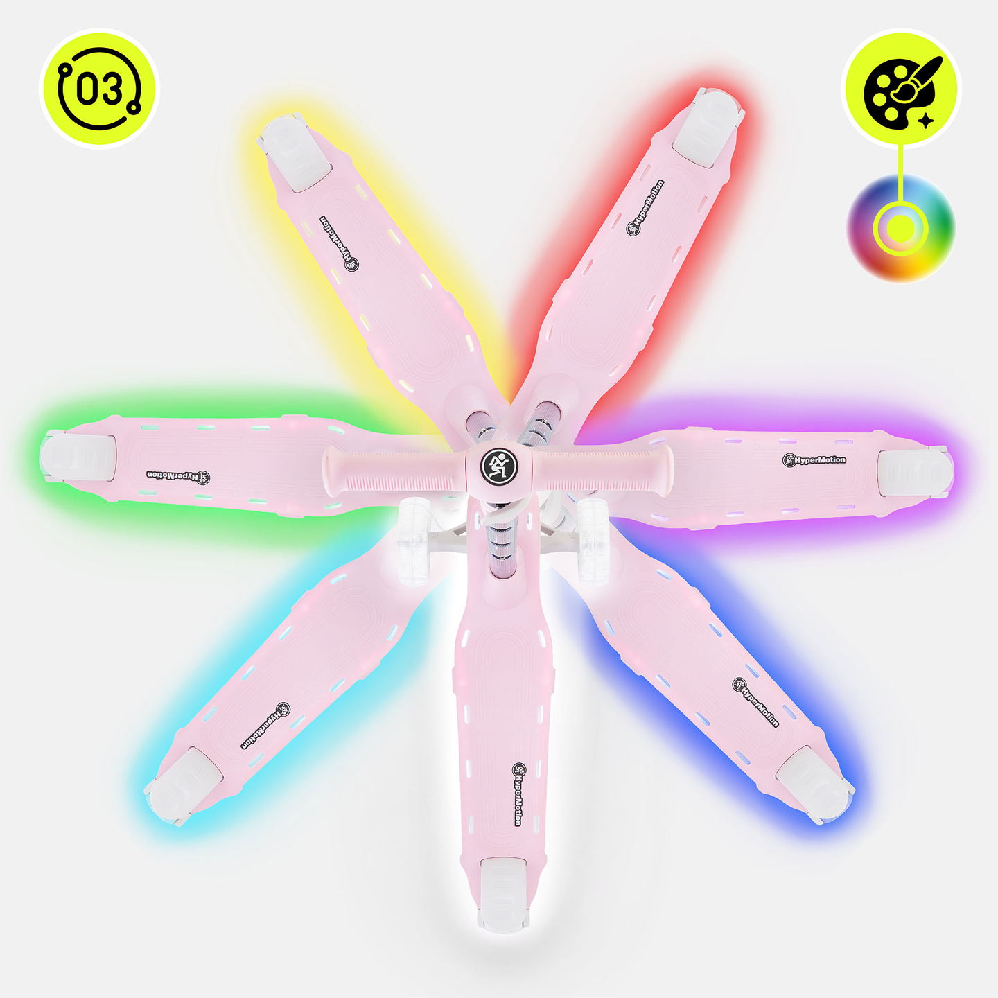 Trottinette d'équilibre HyperMotion BECKY - Éclairage LED RGB, rose