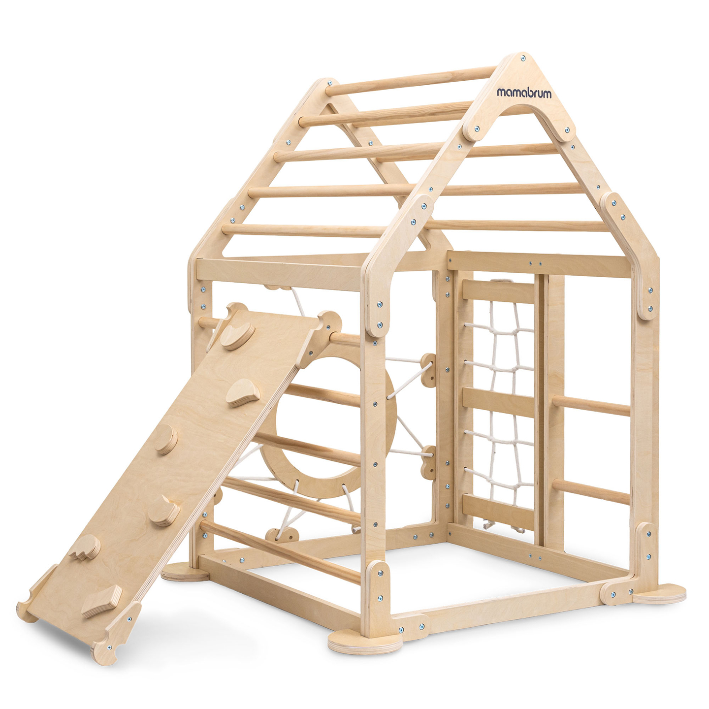 Aire de jeux intérieure en bois pour enfants - une maison avec échelles et toboggan