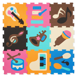 Tapis puzzle éducatif en mousse 90 x 90 x 1cm - mousse EVA - design : instruments