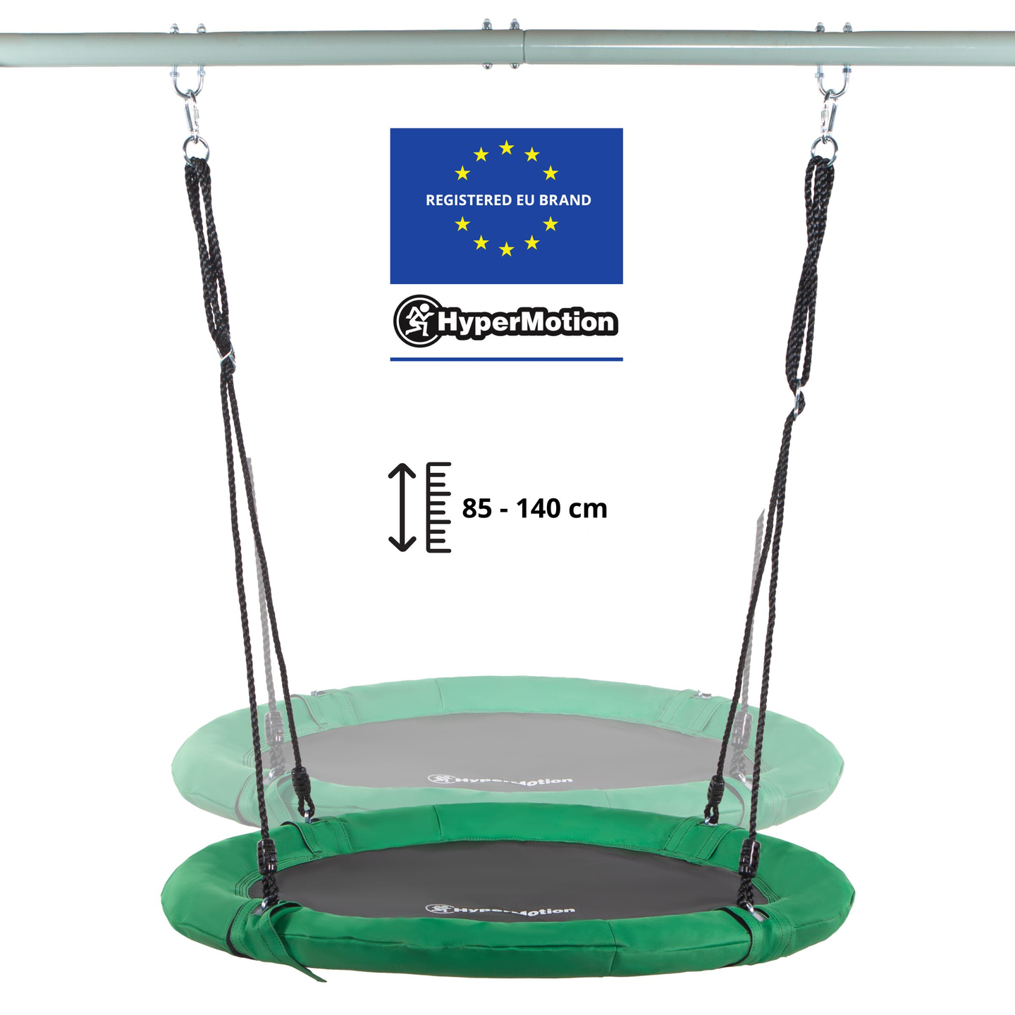 Balançoire de jardin de type nid de cigogne avec cadre et cordes
