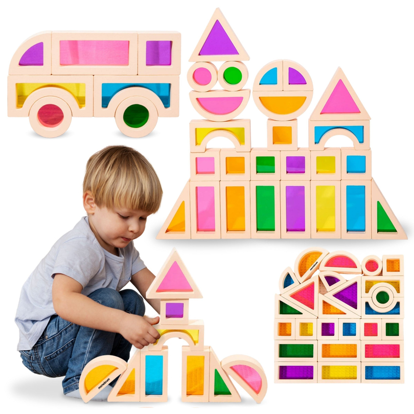 Blocs de bois arc-en-ciel - 25 éléments