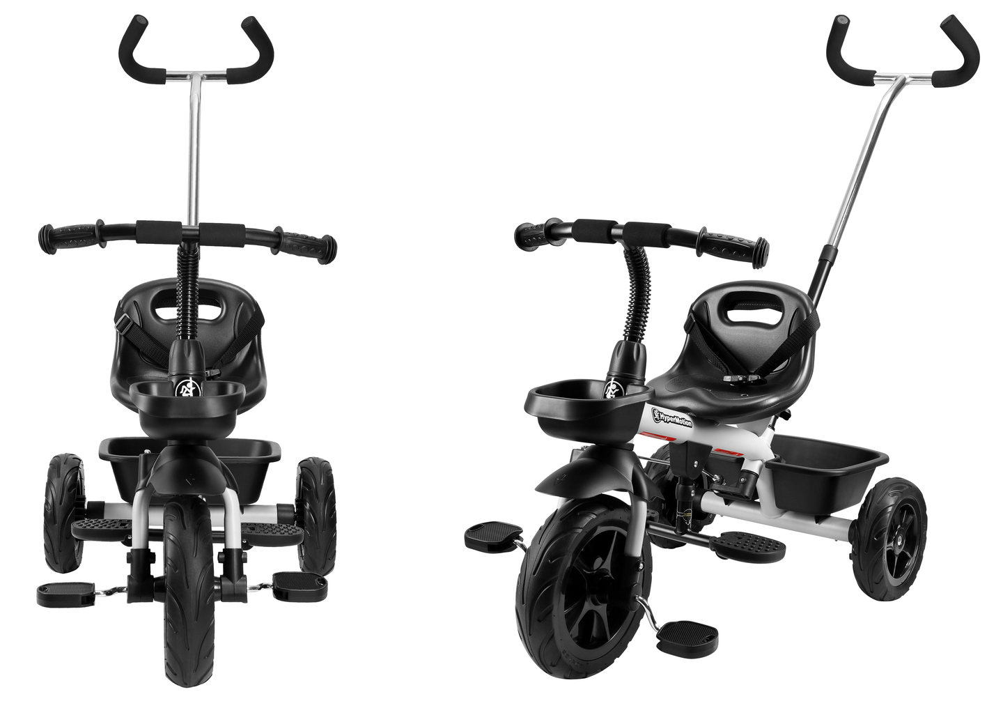 HyperMotion TOBI VECTOR tricycle - roues éternellement gonflables + barre de poussée. Couleur : gris clair.