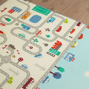 Tapis mousse double face XXL - rouleau 2 CM (route et zigzags)