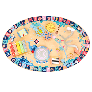 Table éducative en bois 7in1, musicale, sensorielle