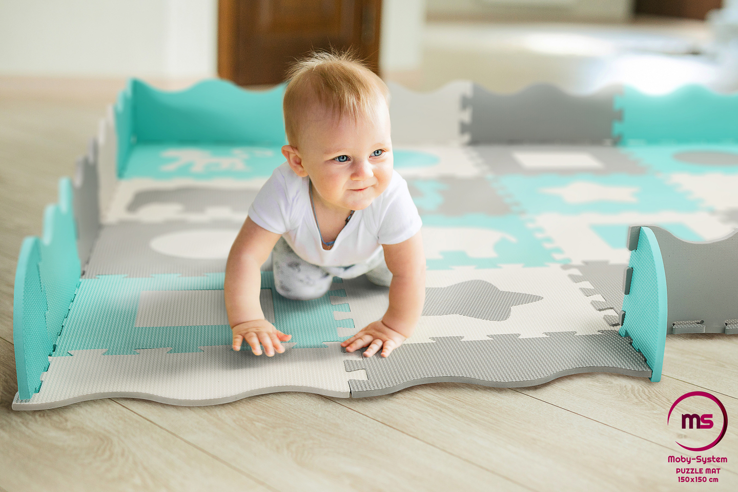 Tapis en mousse XL 150 x 150 x 1cm avec bordure - mousse EVA - menthe