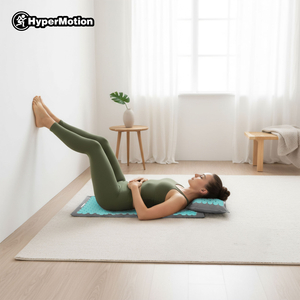 Tapis d'acupression en lin écologique avec coussin en fibres de coco et sarrasin – 68 cm HyperMotion Gris-Menthe