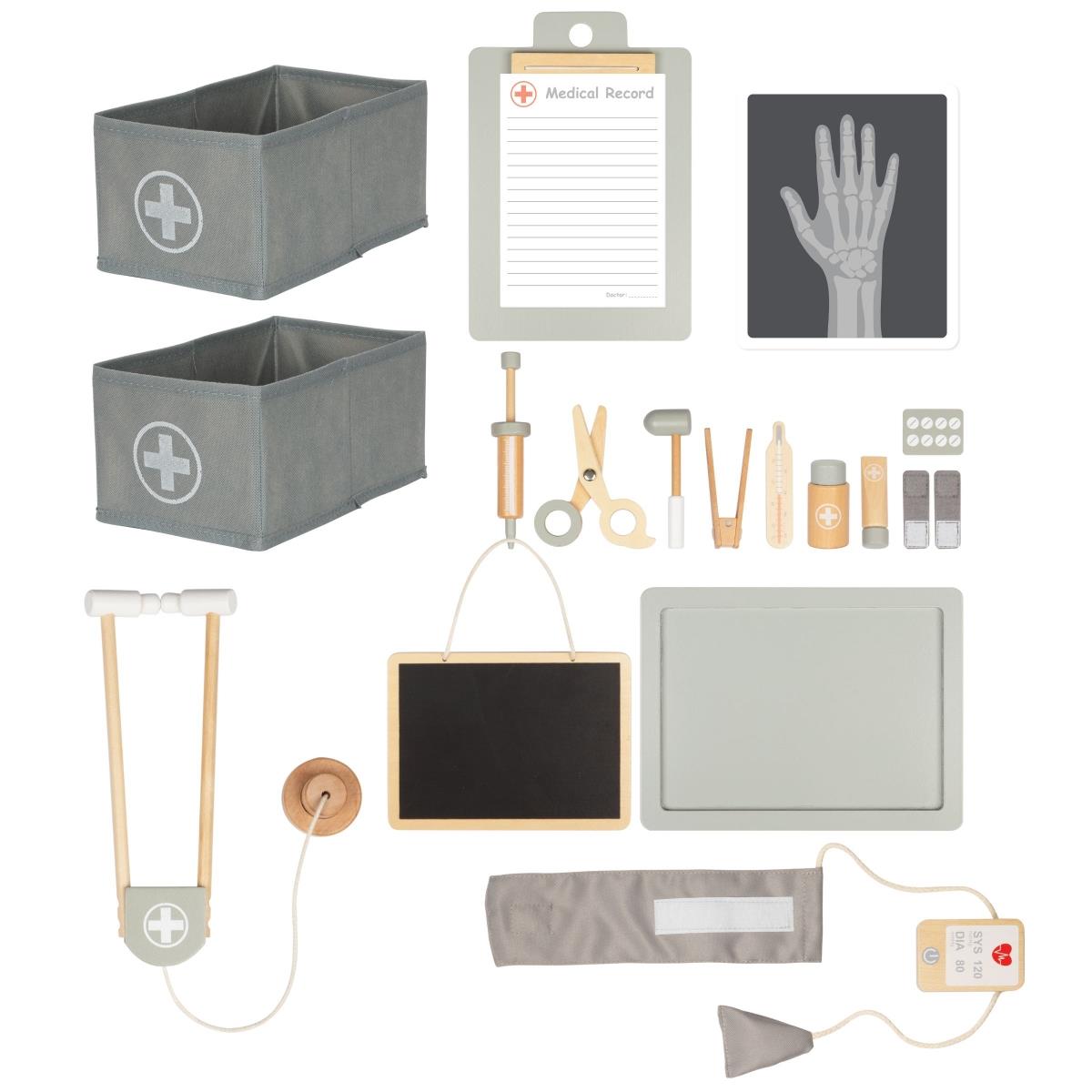 Cabinet médical en bois hôpital XXL - Set de médecin avec accessoires