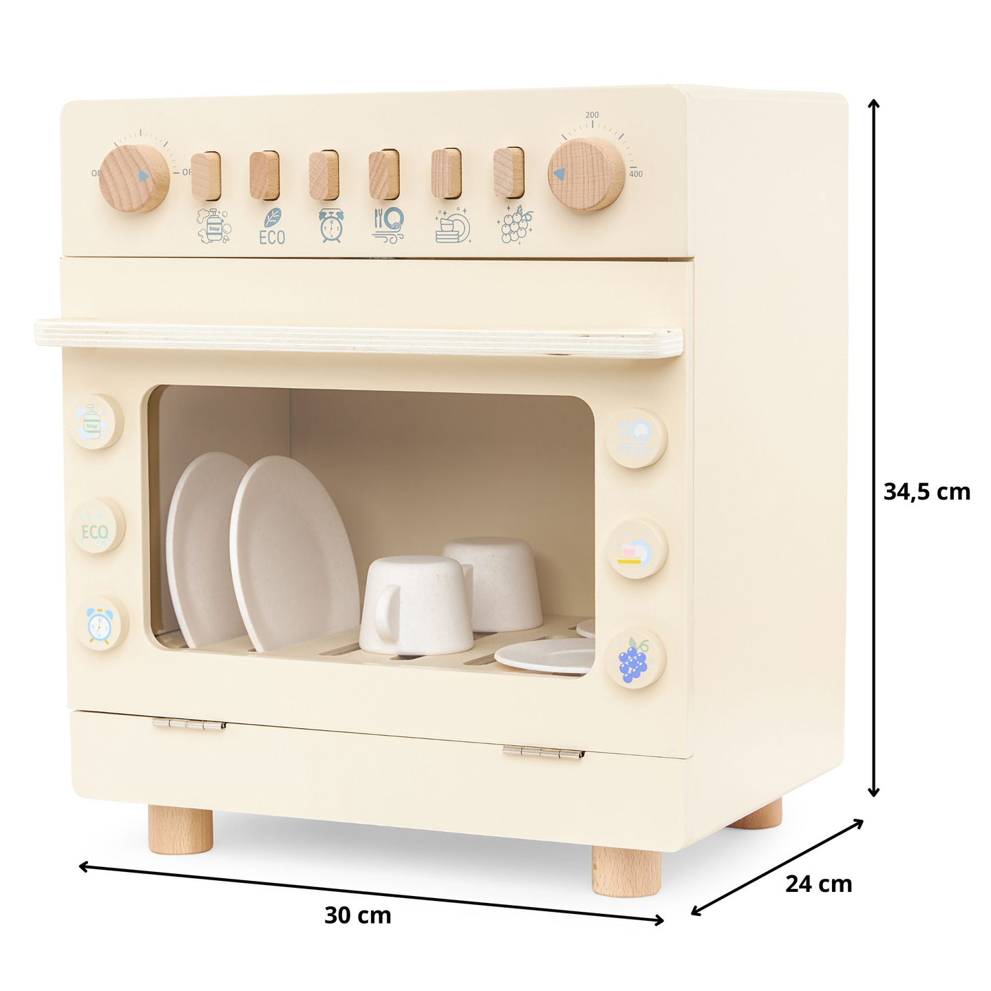 Lave-vaisselle en bois avec accessoires