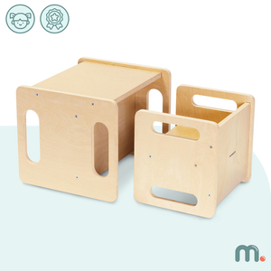 Table et chaise en bois avec fonction marchepied – un ensemble Montessori multifonctionnel pour enfants