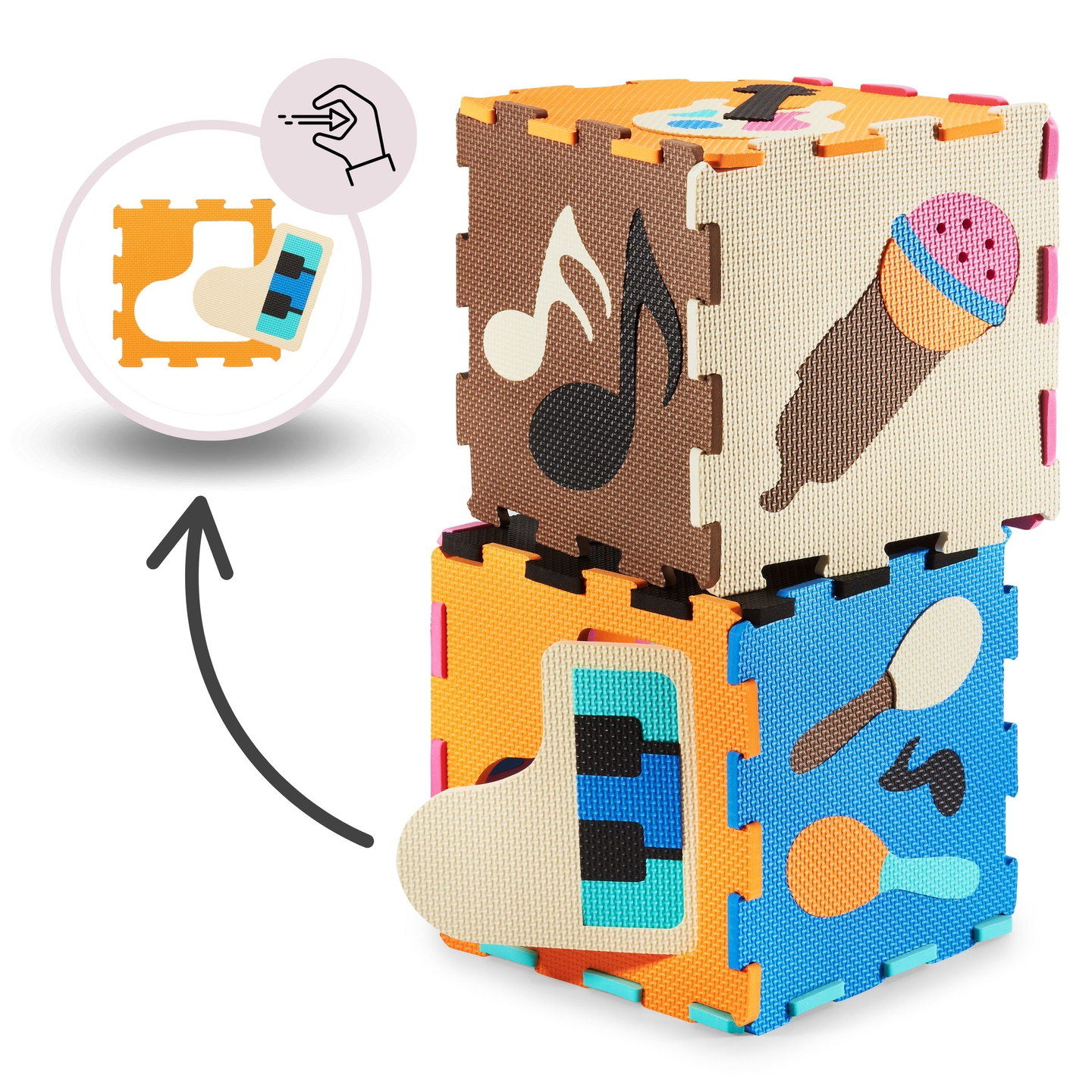 Tapis puzzle éducatif en mousse 90 x 90 x 1cm - mousse EVA - design : instruments