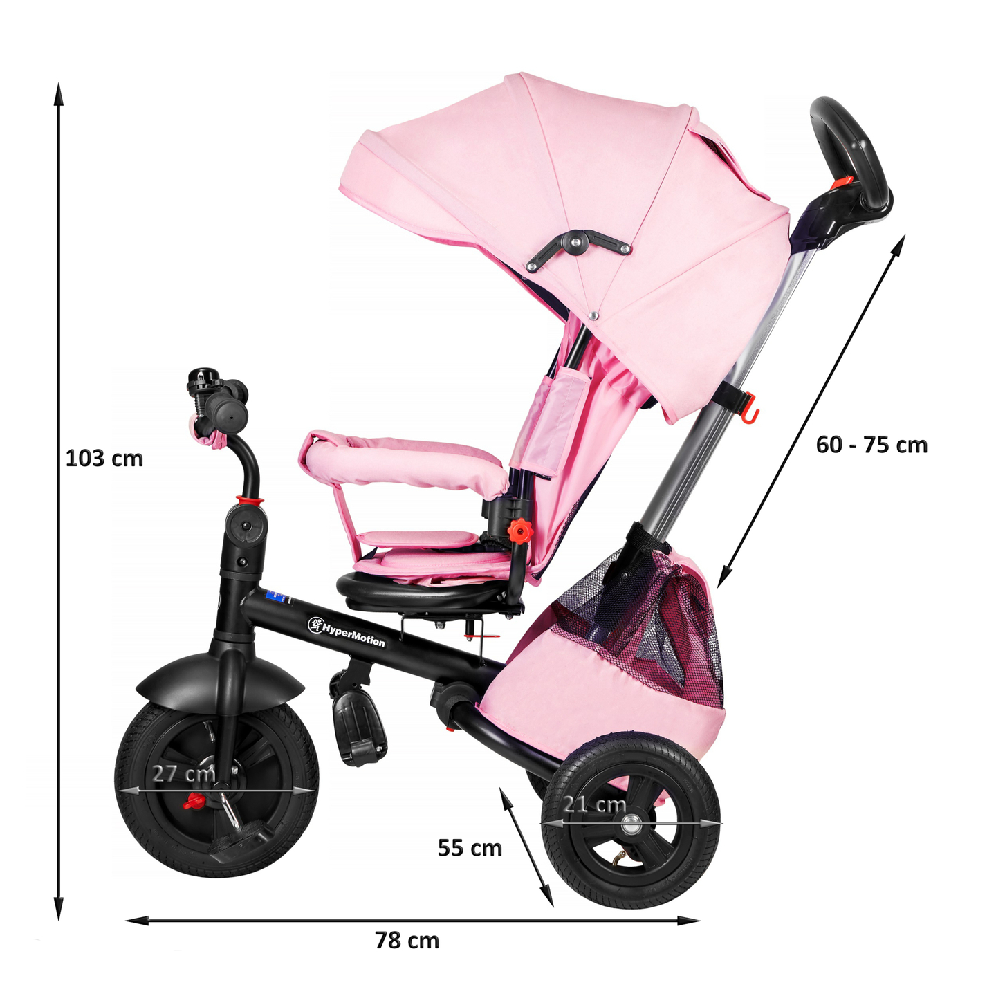 Tricycle Tobi Velar + film de pluie - rose