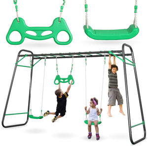 Balançoire de jardin XXL en acier - 2 sièges, échelle, trapèze de gymnastique