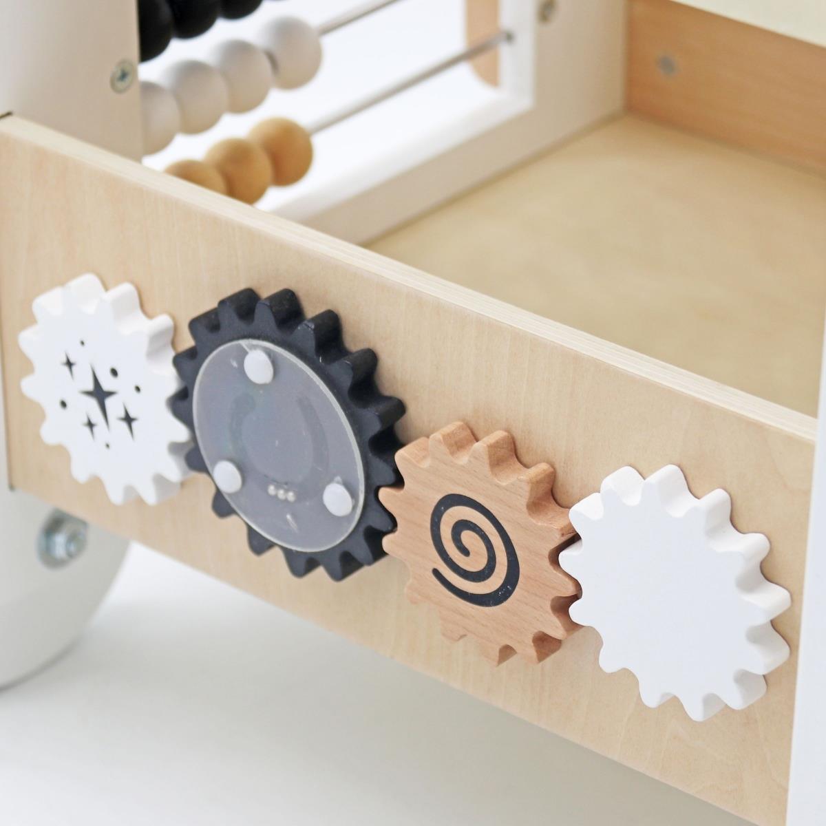 Poussette en bois 6in1, déambulateur avec fonction de table d'apprentissage