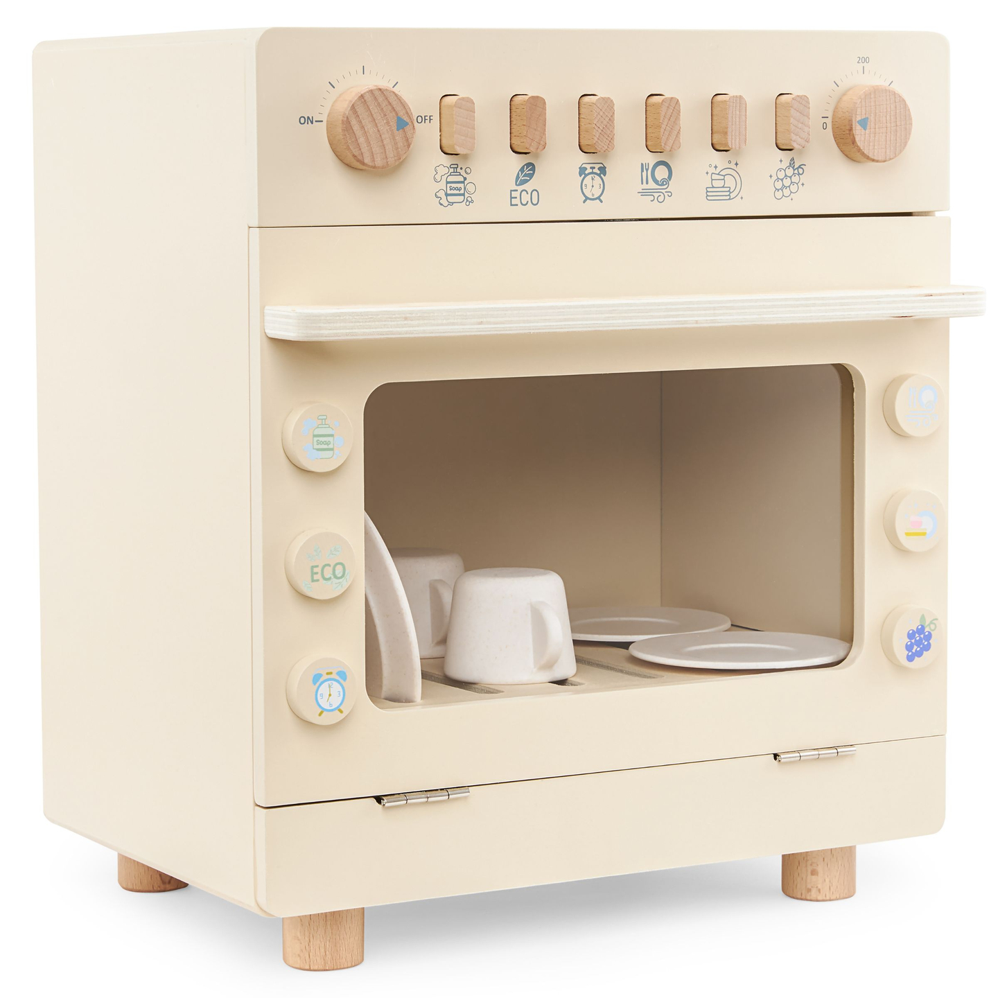 Lave-vaisselle en bois avec accessoires