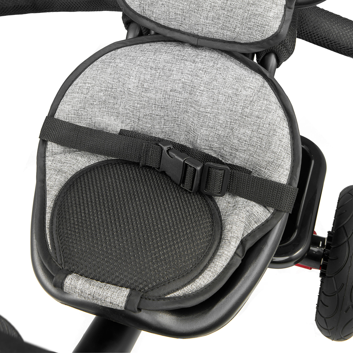 Tricycle pour enfants 1-4 ans - TOBI FREY - couleur gris - pivotant - roues gonflables + poussoir