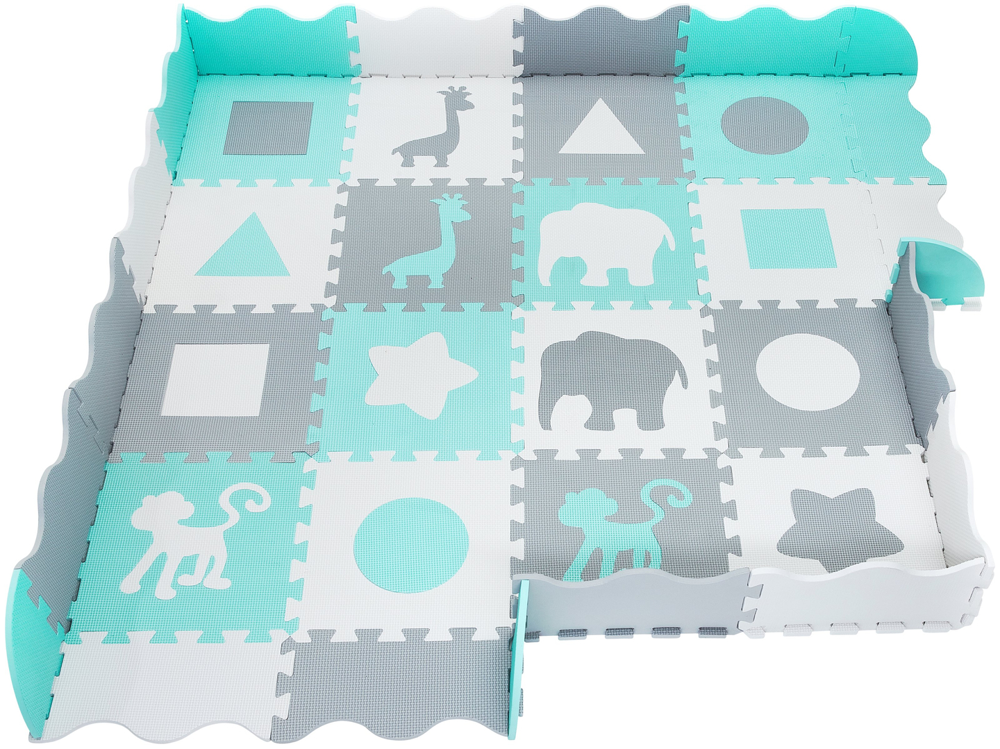 Tapis en mousse XL 150 x 150 x 1cm avec bordure - mousse EVA - menthe