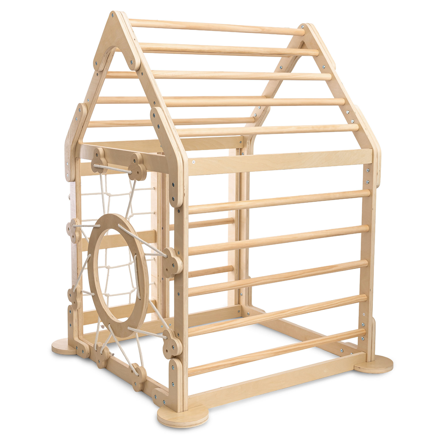 Aire de jeux intérieure en bois pour enfants - une maison avec échelles et toboggan