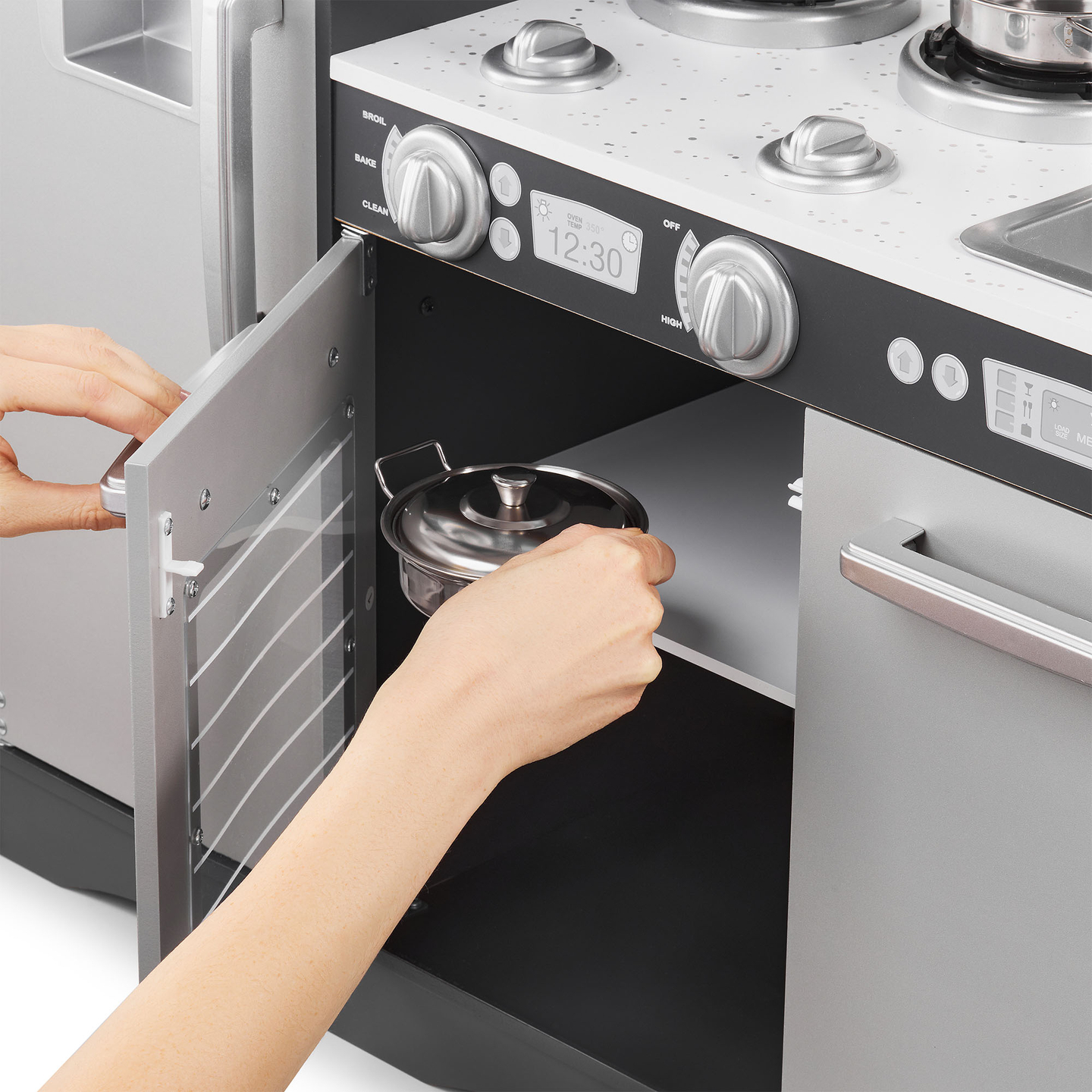 Cuisine en bois XXL avec éclairage LED, tablier et accessoires