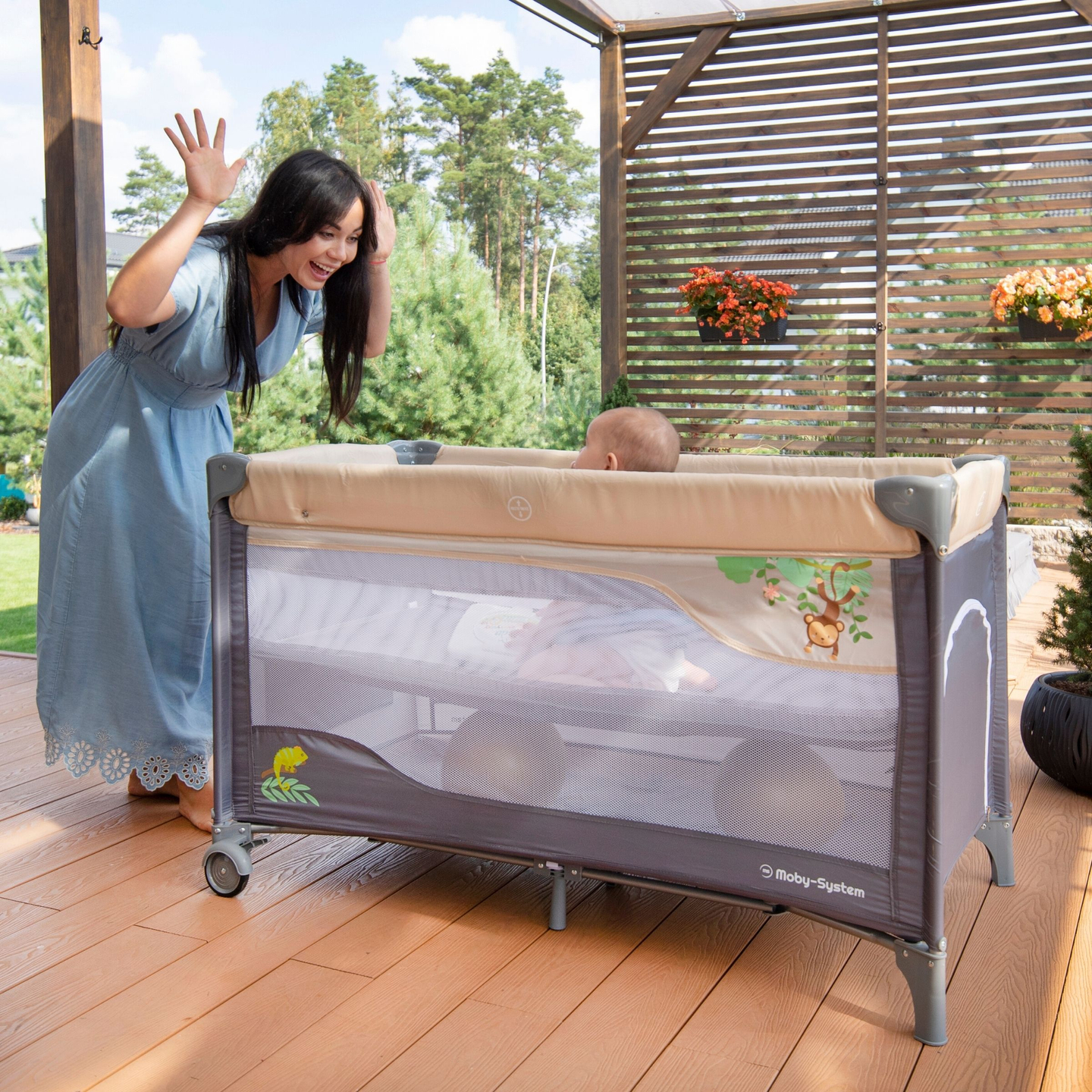 Lit parapluie 0 - 36 m avec table à langer + parc Moby-System HUXLEY