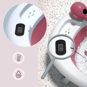 Baignoire pliante pour bébé avec thermomètre, insert et support - couleur rose sale