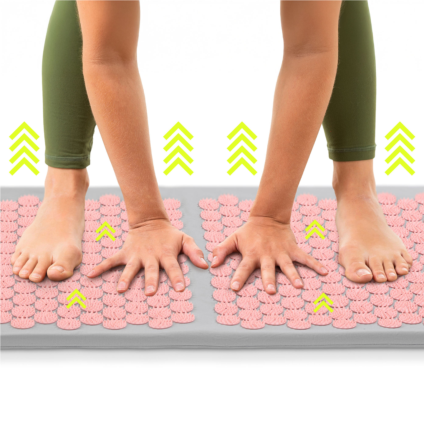 Grand tapis d'acupression avec coussin et housse - 130 cm HyperMotion gris et rose