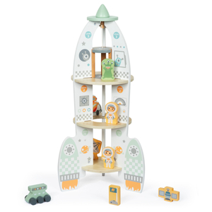 Grande fusée spatiale en bois avec ascenseur et accessoires - XXL