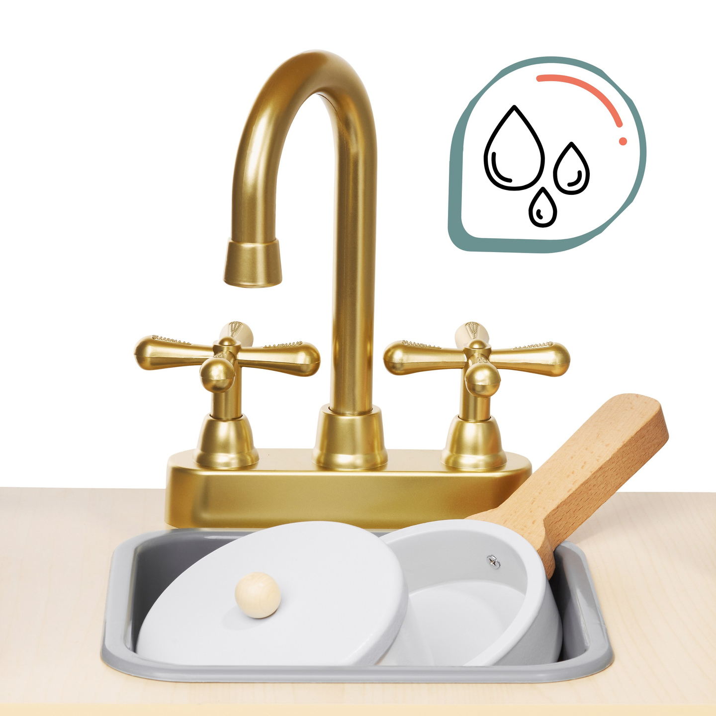 Cuisine interactive XXXL en bois avec éclairage LED, hotte et accessoires