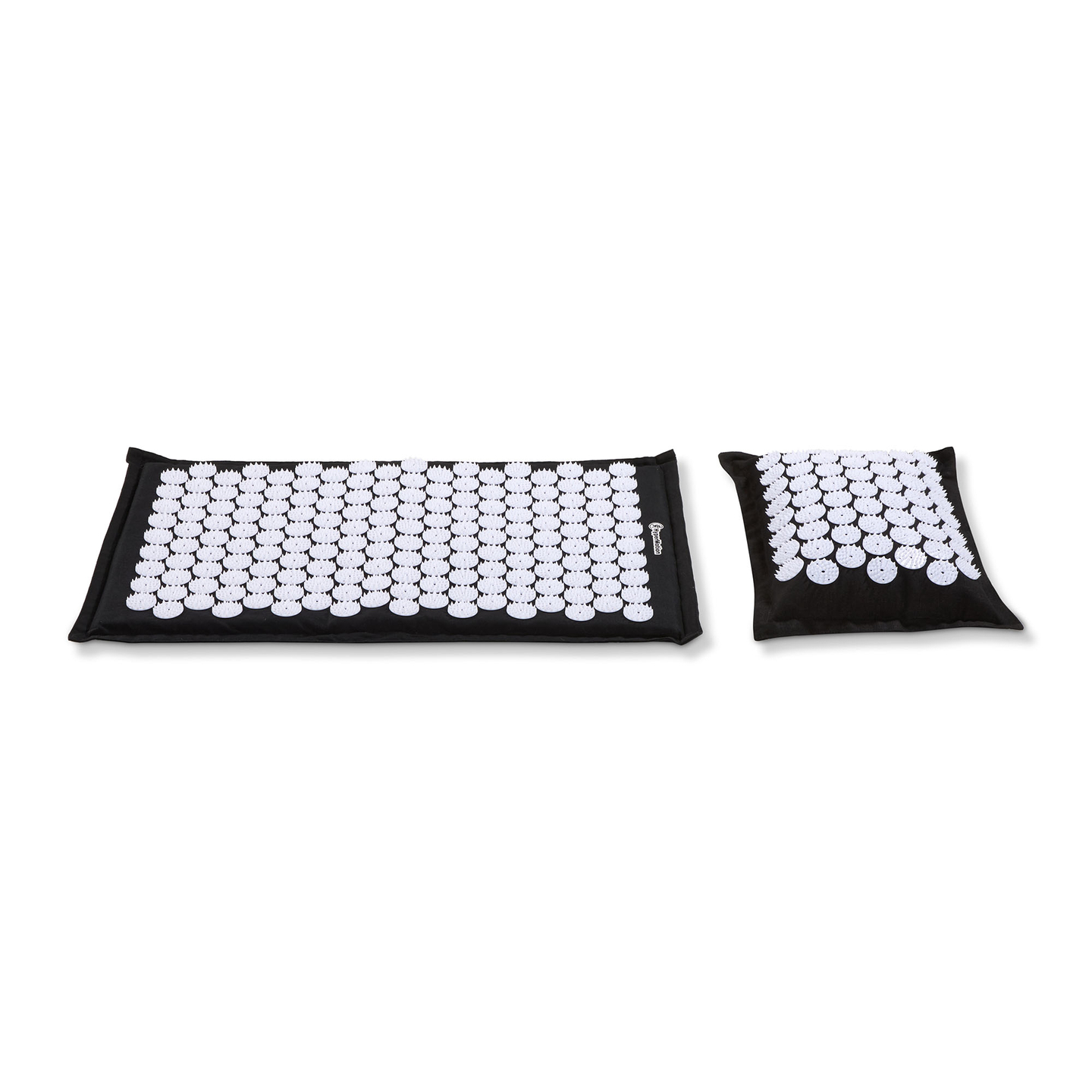 Tapis d'acupression en lin écologique avec coussin en fibres de coco et sarrasin – 68 cm HyperMotion Noir et Blanc