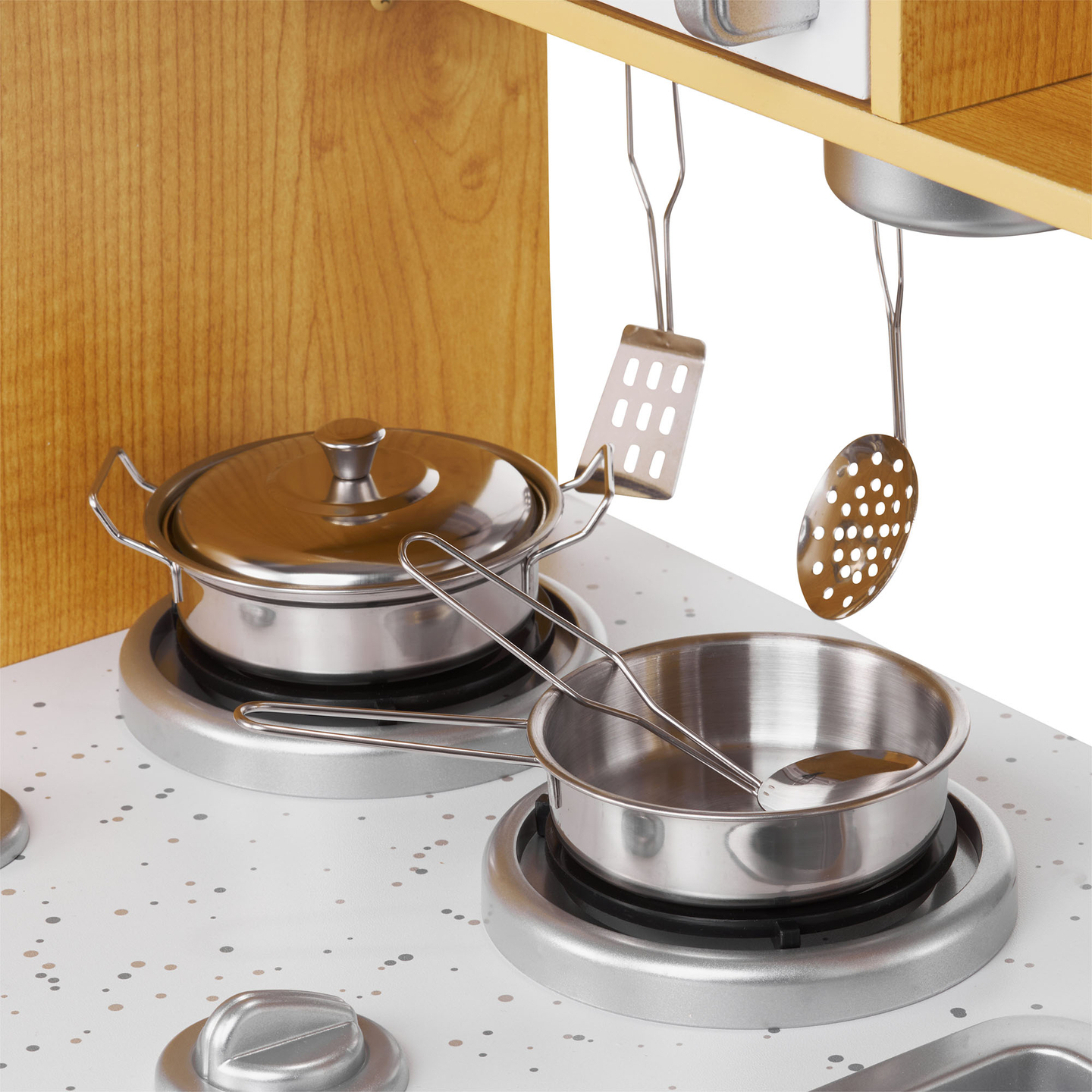 Cuisine en bois XXL avec éclairage LED, tablier et accessoires