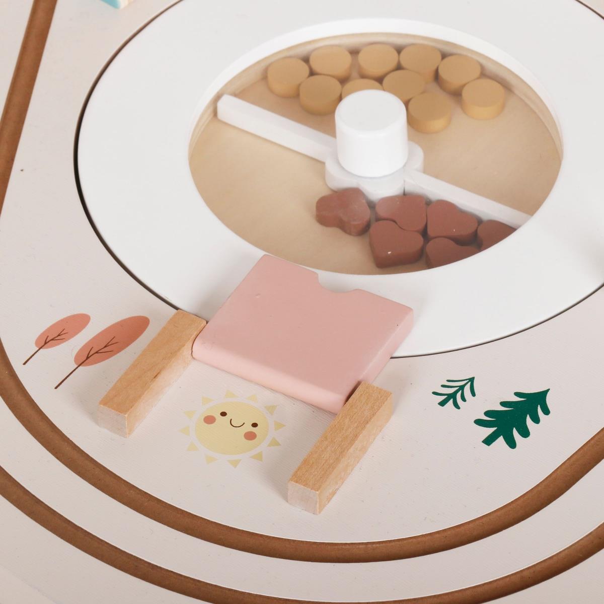 Table éducative en bois 10in1 avec animaux et train