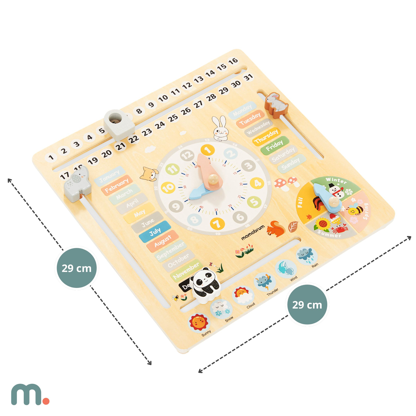 Calendrier en bois pour enfants 6in1
