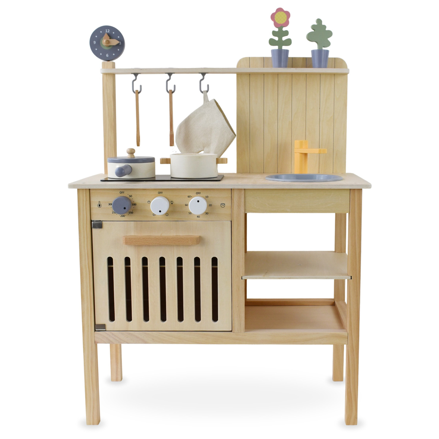 Cuisine de jardin en bois avec accessoires - boho naturel