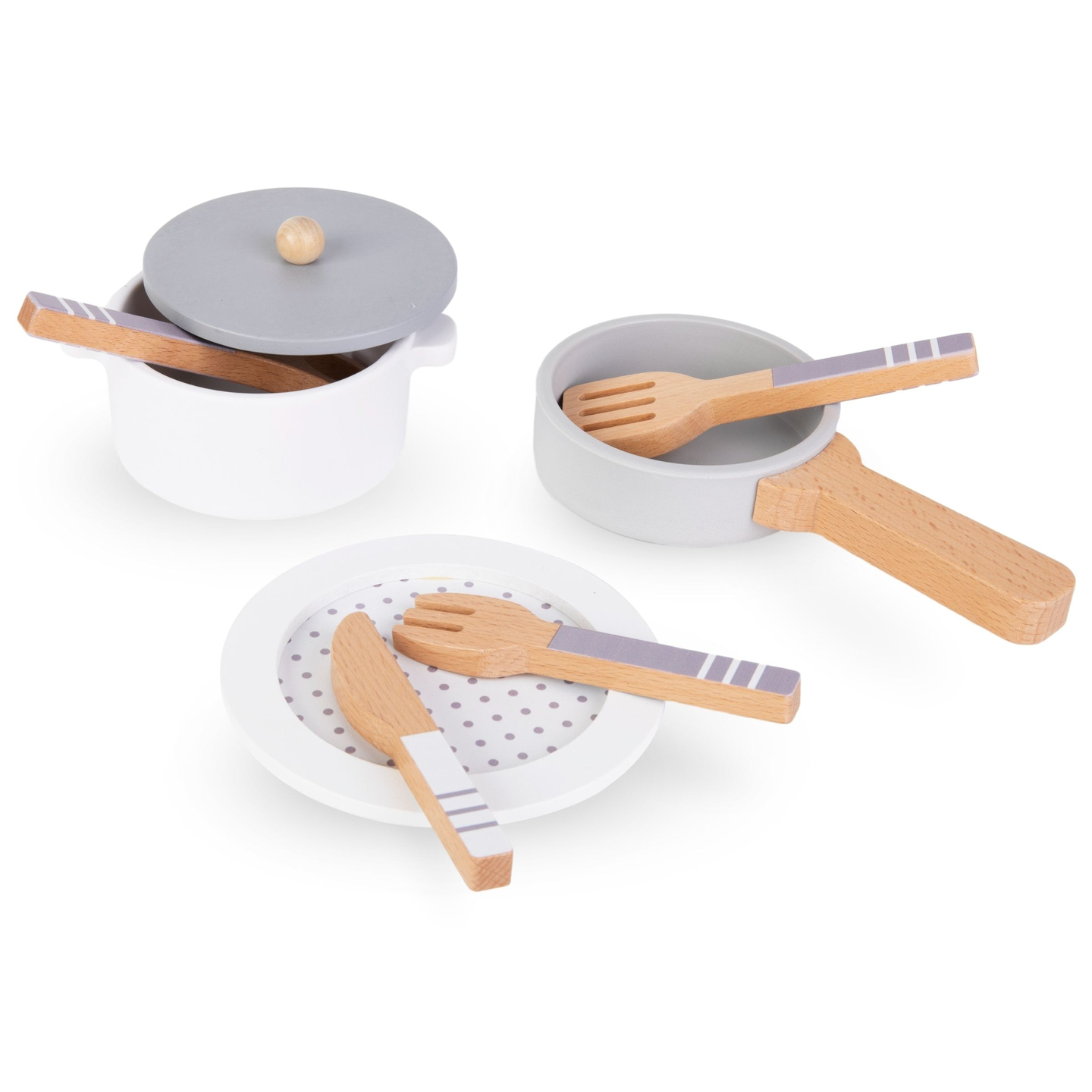Accessoires de cuisine en bois avec séchoir à casseroles - set pour enfants