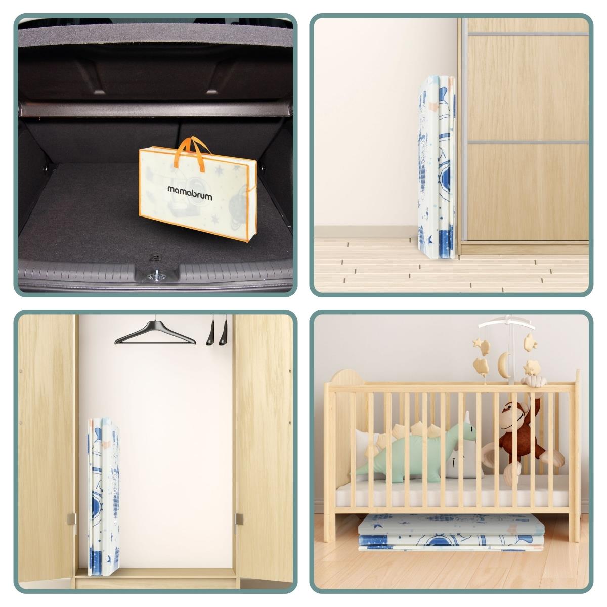 Tapis pliant double face en mousse 180 x 120 x 1cm - Cosmos/Triangles géométriques