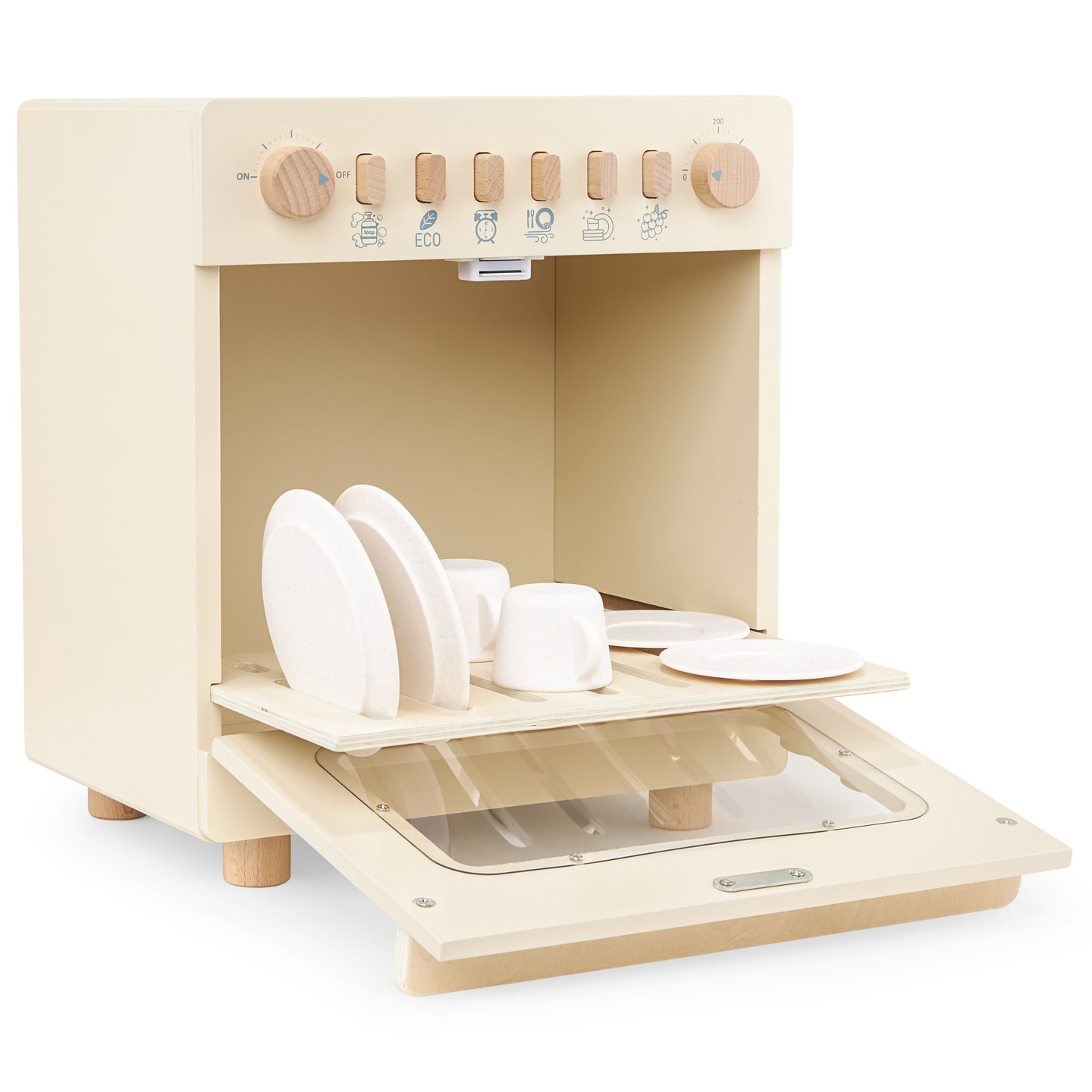 Lave-vaisselle en bois avec accessoires