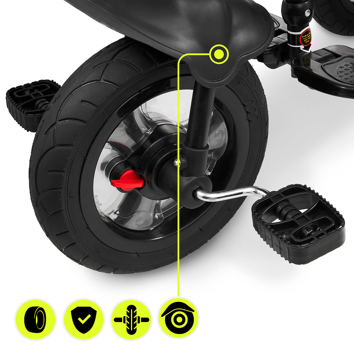 Tricycle pour enfants 1-4 ans - TOBI FREY - couleur gris - pivotant - roues gonflables + poussoir