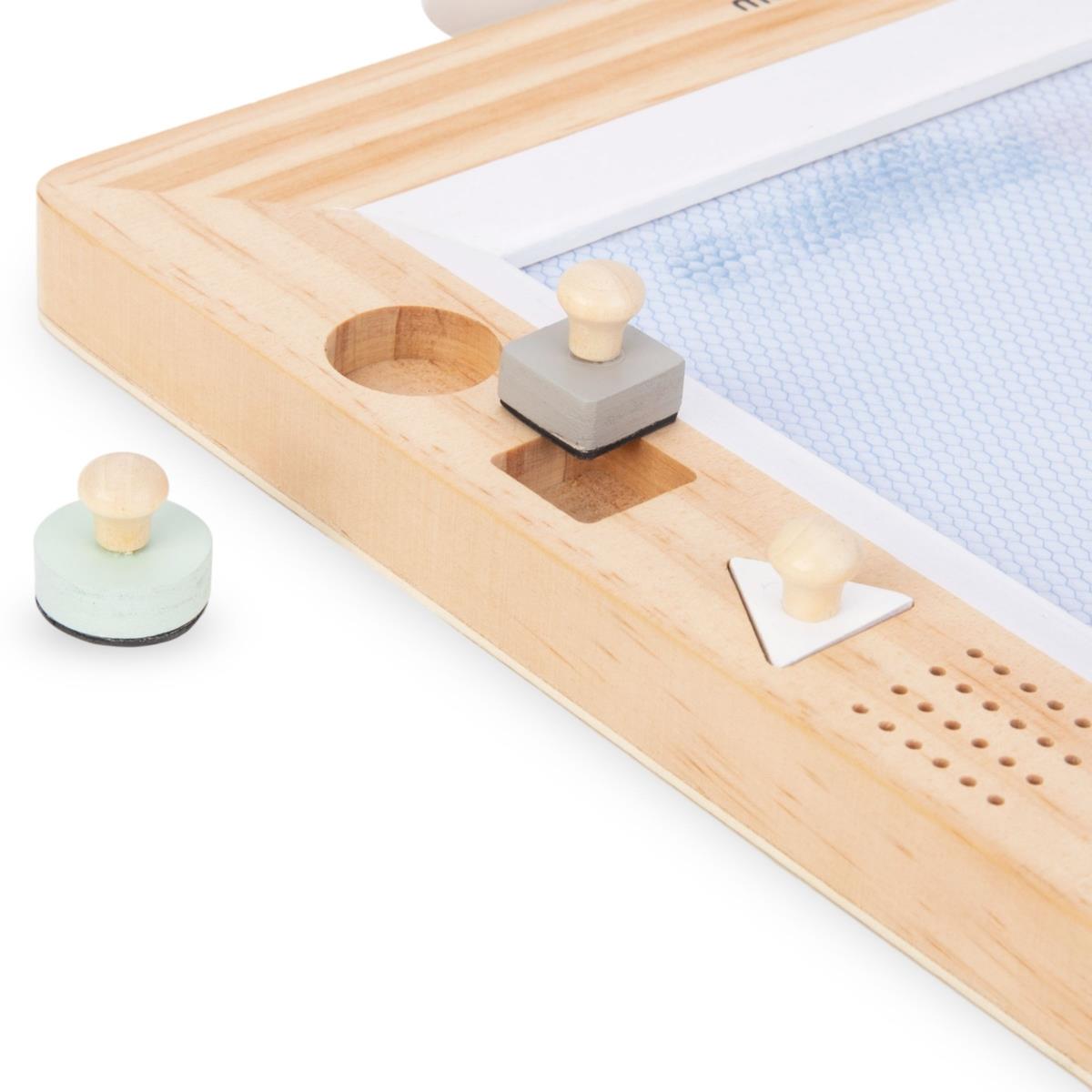 Album en bois avec tampons - planche à dessin