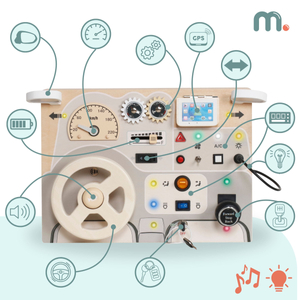 Jeu Montessori en bois pour jeunes enfants - tableau de bord de voiture