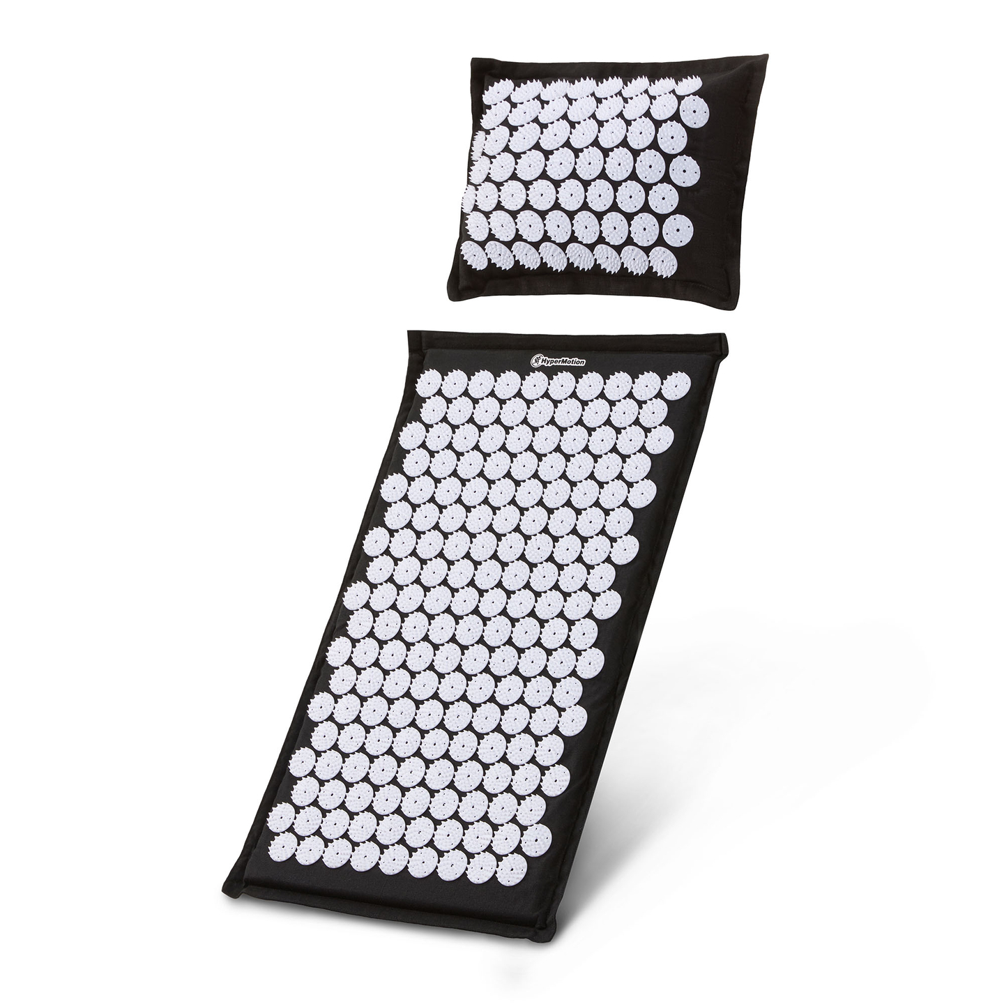 Tapis d'acupression en lin écologique avec coussin en fibres de coco et sarrasin – 68 cm HyperMotion Noir et Blanc