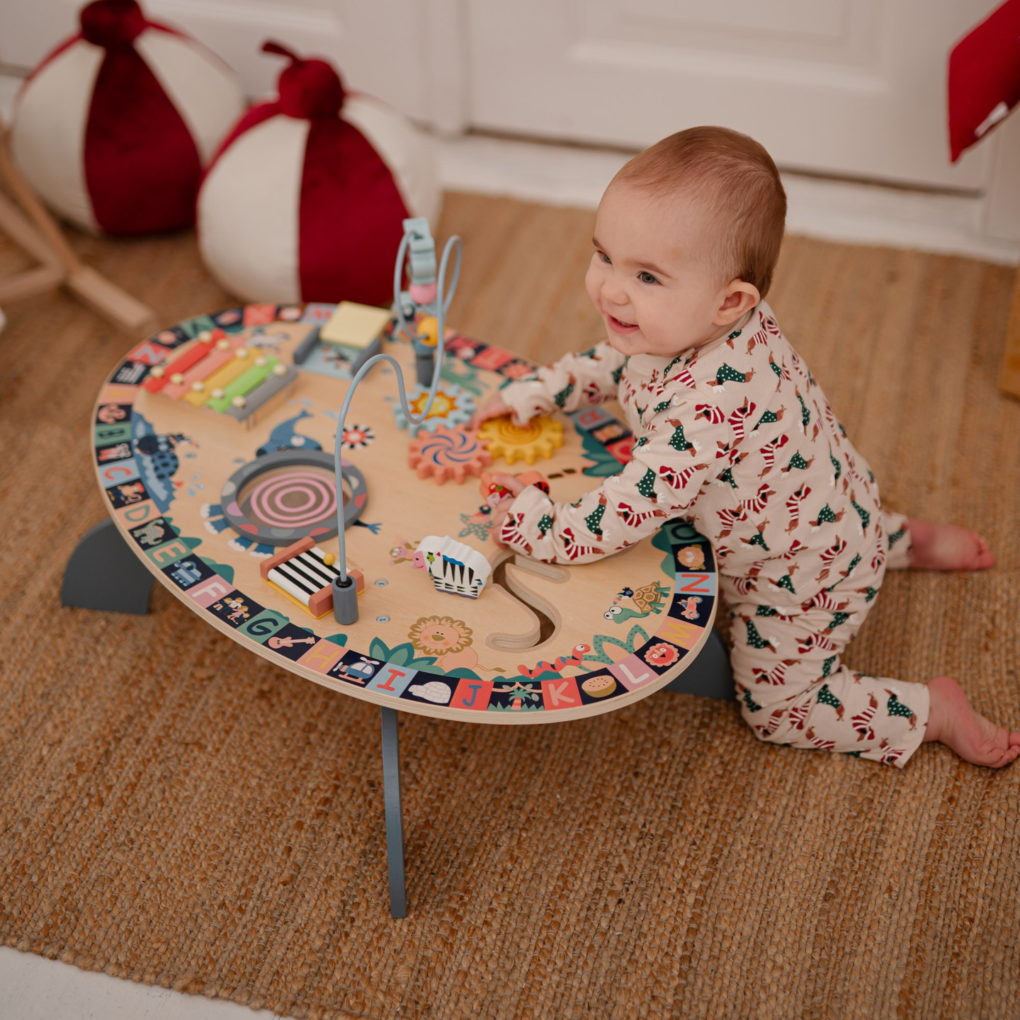 Table éducative en bois 7in1, musicale, sensorielle