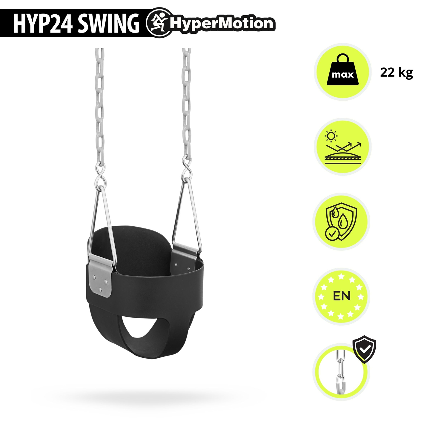 Balançoire à chaîne HyperMotion pour jeunes enfants avec dossier haut